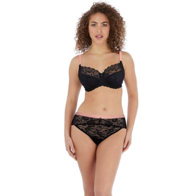 Sujetador stretch negro y braga soporte lateral Offbeat de Freya