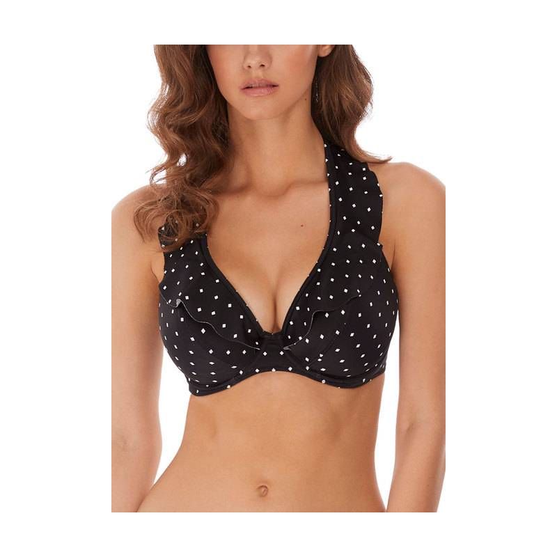 Color negro Top de bikini high apex Jewel Cove de Freya estampado