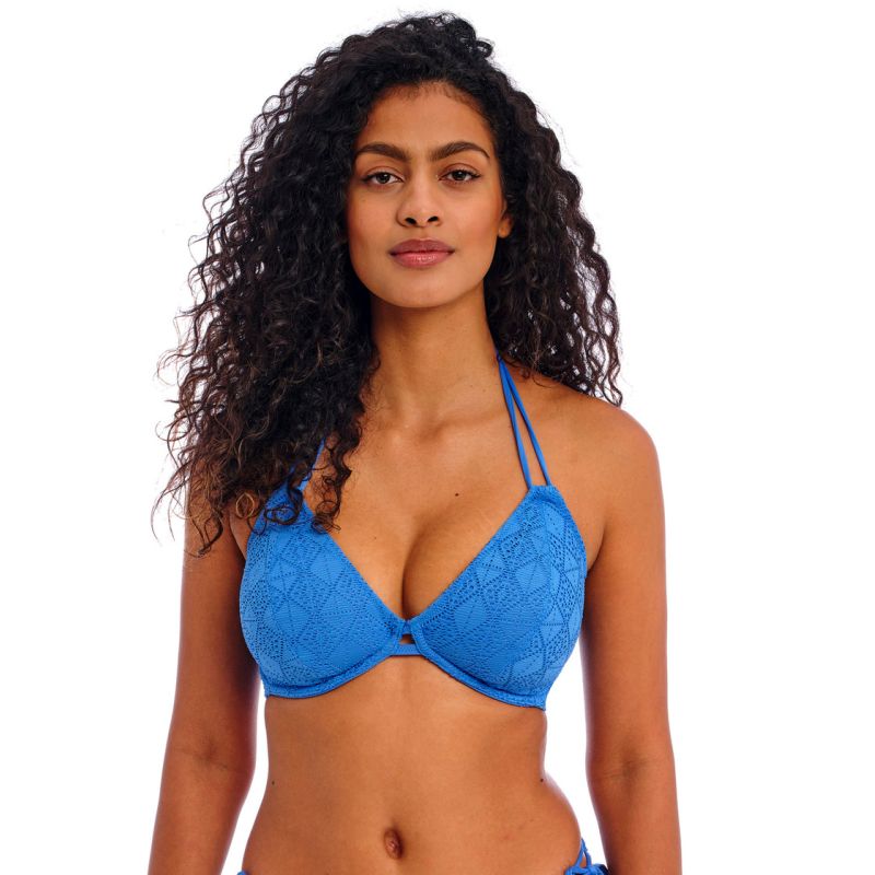 Top de bikini halter azul Nomad Nights de Freya