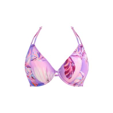 Top de bikini halter lila Miami Sunset Cassis de Freya frontal