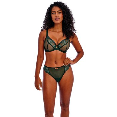 Sujetador plunge verde Loveland boudoir de Freya delante