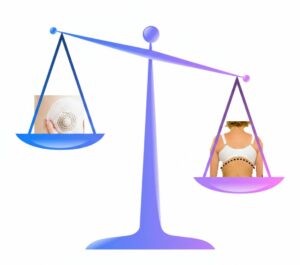 balanza equilibrio peso de pecho contorno sujetador